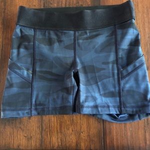 Lululemon blue and black camo spandex shorts
